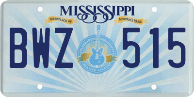 MS license plate BWZ515
