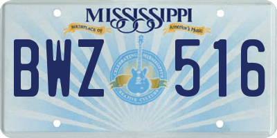 MS license plate BWZ516