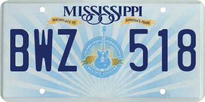 MS license plate BWZ518