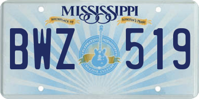 MS license plate BWZ519