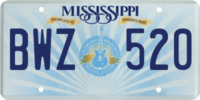 MS license plate BWZ520
