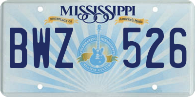 MS license plate BWZ526