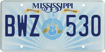 MS license plate BWZ530