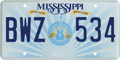MS license plate BWZ534