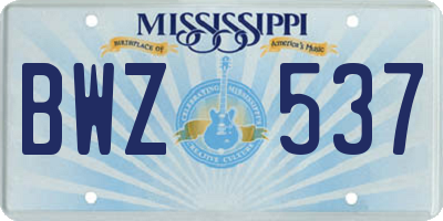 MS license plate BWZ537