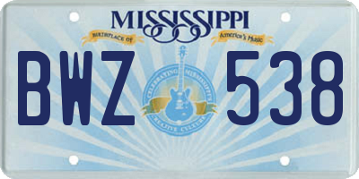 MS license plate BWZ538