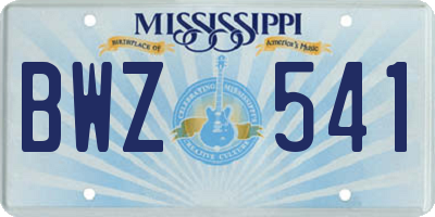 MS license plate BWZ541