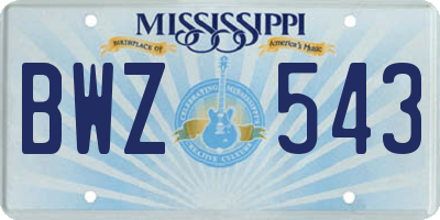 MS license plate BWZ543