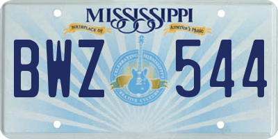MS license plate BWZ544
