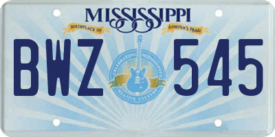 MS license plate BWZ545