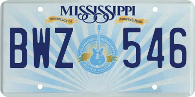 MS license plate BWZ546