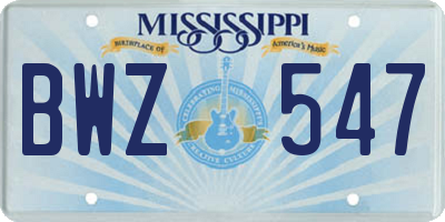 MS license plate BWZ547