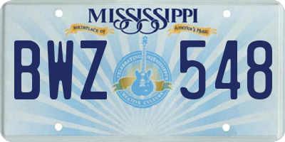 MS license plate BWZ548