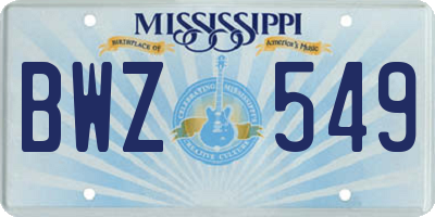 MS license plate BWZ549