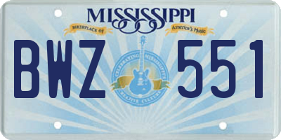 MS license plate BWZ551