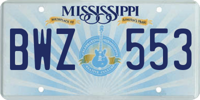 MS license plate BWZ553