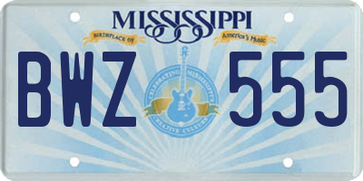 MS license plate BWZ555