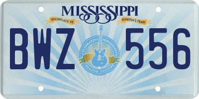 MS license plate BWZ556
