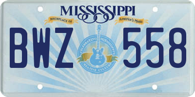 MS license plate BWZ558