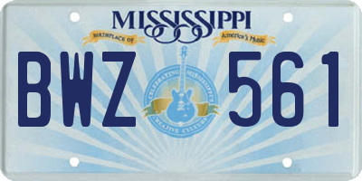 MS license plate BWZ561