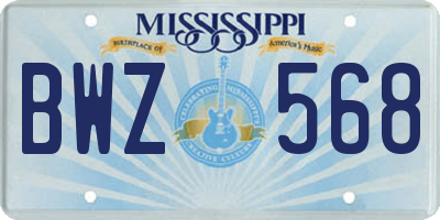 MS license plate BWZ568