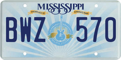 MS license plate BWZ570