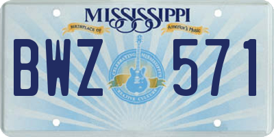 MS license plate BWZ571