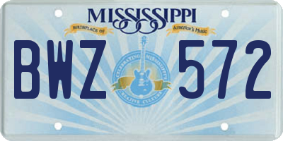 MS license plate BWZ572