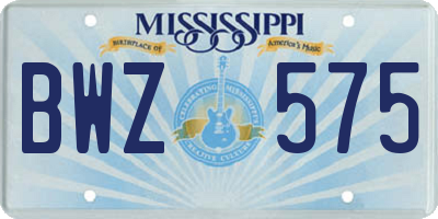 MS license plate BWZ575