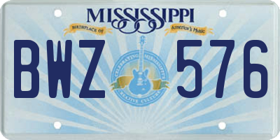 MS license plate BWZ576