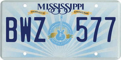 MS license plate BWZ577