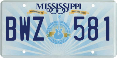MS license plate BWZ581