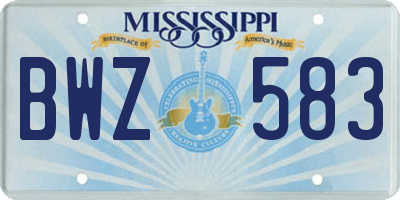 MS license plate BWZ583