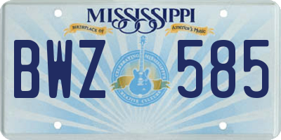 MS license plate BWZ585