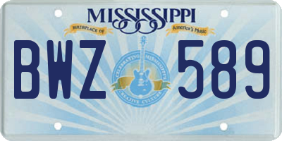 MS license plate BWZ589