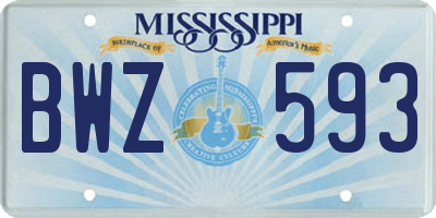 MS license plate BWZ593