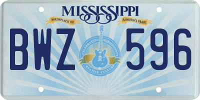 MS license plate BWZ596