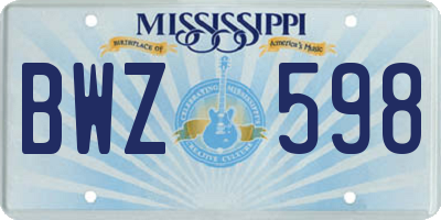 MS license plate BWZ598