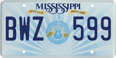 MS license plate BWZ599