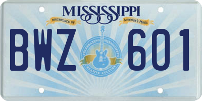 MS license plate BWZ601
