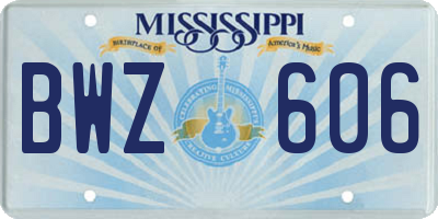 MS license plate BWZ606