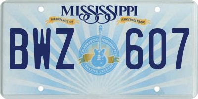 MS license plate BWZ607