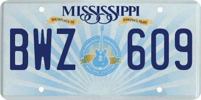 MS license plate BWZ609