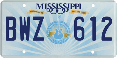 MS license plate BWZ612