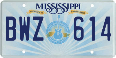 MS license plate BWZ614