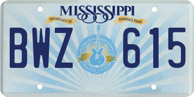 MS license plate BWZ615