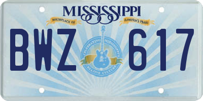 MS license plate BWZ617