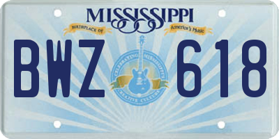 MS license plate BWZ618