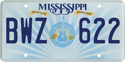 MS license plate BWZ622