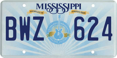 MS license plate BWZ624